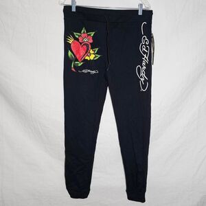 Vintage y2k deadstock black ed hardy grunge emo joggers pants